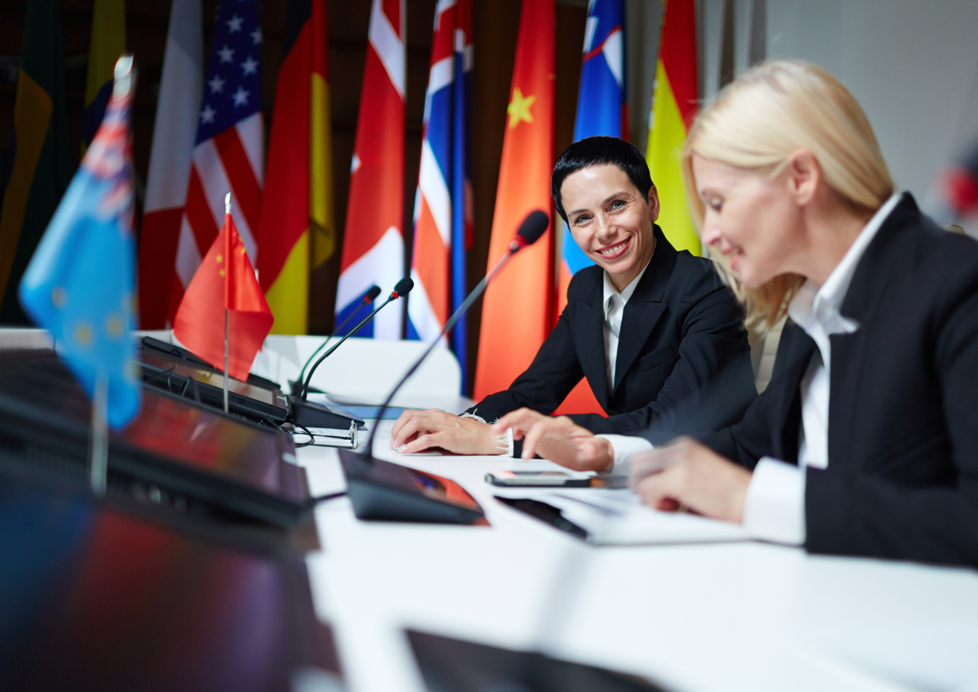 Female politician at meeting.